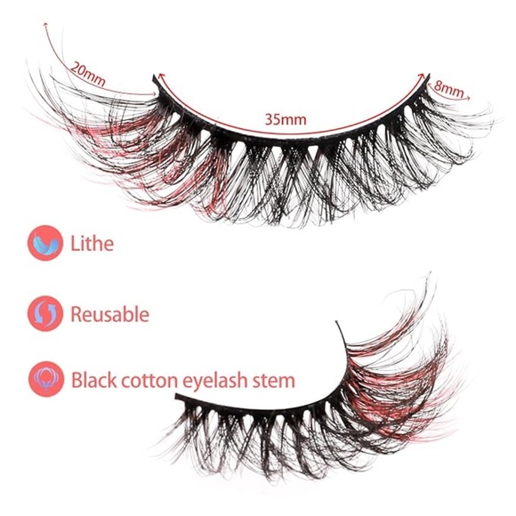 New 5D Fluffy Colored Eyelashes Natural Look 8 Pairs - Picture 3 of 6